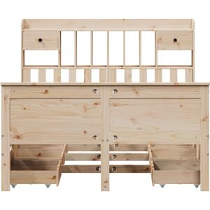 Union Rustic Bookcase Bed Without Mattress Wax Brown 150X200 Cm King Solid Wood Pine Natural 160 x 200 cm Union Rustic Bookcase Bed Without Mattress Wax Brown 150X200 Cm King Solid Wood Pine Natural 160 x 200 cm