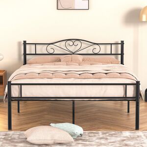 Marlow Home Co. Single Double Platform Bed Frame, Metal Beds with Headboard and Footboard, Heavy Duty Steel Slats Support, Black/Pink Black Double (4'6) Marlow Home Co. Single Double Platform Bed Frame, Metal Beds with Headboard and Footboard, Heavy Duty Steel Slats Support, Black/Pink Black Double (4'6)