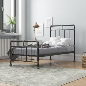 Three Posts Alsip Bed Frame Black/Silver Single (3') Three Posts Alsip Bed Frame Black/Silver Single (3')