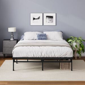 17 Stories Nikoal Modern metal bed frame 35cm/14in Height Black Double (135 x 190 cm) 17 Stories Nikoal Modern metal bed frame 35cm/14in Height Black Double (135 x 190 cm)