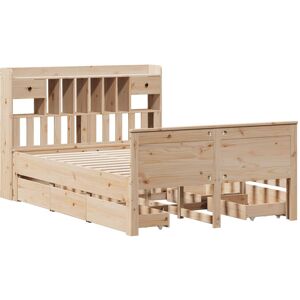 Union Rustic Bookcase Bed Without Mattress Wax Brown 150X200 Cm King Solid Wood Pine Natural 150 x 200 cm Union Rustic Bookcase Bed Without Mattress Wax Brown 150X200 Cm King Solid Wood Pine Natural 150 x 200 cm