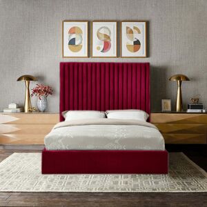 Brayden Studio Aidean Upholstered Bed Frame Red Single (3') Brayden Studio Aidean Upholstered Bed Frame Red Single (3')