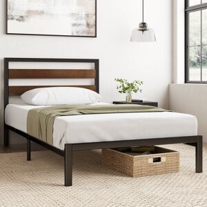 Borough Wharf Alexee Modern Metal Bed frame with Bamboo slatted Headboard Black;Brown UK Single (90 x 190 cm) Borough Wharf Alexee Modern Metal Bed frame with Bamboo slatted Headboard Black;Brown UK Single (90 x 190 cm)