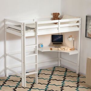 Latitude Run Muskoka Single (3') Bed Frames High Sleeper Loft Bed with Built-in-Desk White Latitude Run Muskoka Single (3') Bed Frames High Sleeper Loft Bed with Built-in-Desk White