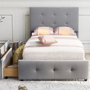 Brayden Studio Yvoire Upholstered Platform Bed Grey European Single (90 x 200cm) Brayden Studio Yvoire Upholstered Platform Bed Grey European Single (90 x 200cm)
