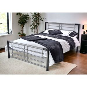 Latitude Run Kirke Bed Frame Black/Silver Double (4'6) Latitude Run Kirke Bed Frame Black/Silver Double (4'6)