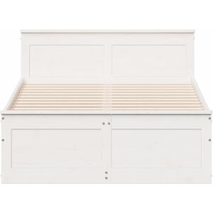 ClassicLiving Bed Frame Without Mattress With Headboard 140X190 Cm Solid Wood Pine White Small Double (4') ClassicLiving Bed Frame Without Mattress With Headboard 140X190 Cm Solid Wood Pine White Small Double (4')