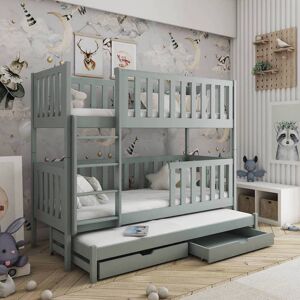 Harriet Bee Plimoth Kids Bunk Bed with Trundle with Drawers Grey Harriet Bee Plimoth Kids Bunk Bed with Trundle with Drawers Grey