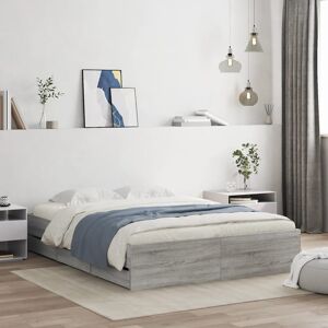 17 Stories Bed Frame With Drawers Grey Sonoma 135X190 Cm Double Engineered Wood Grey Sonoma EU Double - 140 x 200 cm 17 Stories Bed Frame With Drawers Grey Sonoma 135X190 Cm Double Engineered Wood Grey Sonoma EU Double - 140 x 200 cm