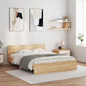 Latitude Run Bed Frame With Headboard And LED White 135X190 Cm Double Sonoma Oak EU Kingsize - 160 x 200 cm Latitude Run Bed Frame With Headboard And LED White 135X190 Cm Double Sonoma Oak EU Kingsize - 160 x 200 cm