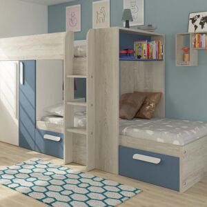 Viv + Rae Suri European Single (90 x 200cm) 2 Drawer High Sleeper Bunk Bed with Bookcase Grey/Blue Viv + Rae Suri European Single (90 x 200cm) 2 Drawer High Sleeper Bunk Bed with Bookcase Grey/Blue