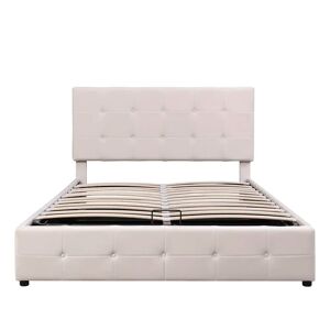 Rosalind Wheeler Brinsley European Double (140 x 200cm) Upholstered Ottoman Bed white 106.0 H x 140.0 W x 203.0 D cm