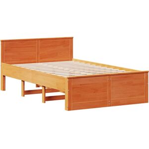 ClassicLiving Bed Frame Without Mattress With Headboard 140X190 Cm Solid Wood Pine Wax Brown Small Double (4') ClassicLiving Bed Frame Without Mattress With Headboard 140X190 Cm Solid Wood Pine Wax Brown Small Double (4')
