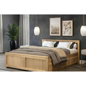 Rosalind Wheeler Mission Pine 5'0 King Bed With Under Bed Storage Drawers And Slatted Headboard - Waxed Brown 80cm H X 159cm W X 208cm L Rosalind Wheeler Mission Pine 5'0 King Bed With Under Bed Storage Drawers And Slatted Headboard - Waxed Brown 80cm H X 159cm W X 208cm L