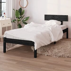 Ebern Designs Bed Frame Solid Wood black 90 x 200cm Ebern Designs Bed Frame Solid Wood black 90 x 200cm