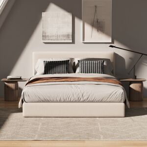 Latitude Run Double Linen Bed Frame With Headboard Beige Double (4'6) Latitude Run Double Linen Bed Frame With Headboard Beige Double (4'6)