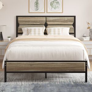 Rio Platform Single/Double Size Bed Frame with Rustic Wood Headboard and Footboard, wood beds with Strong Metal Slats Support, No Box Spring Needed Slate Double (4'6") Rio Platform Single/Double Size Bed Frame with Rustic Wood Headboard and Footboard, wood beds with Strong Metal Slats Support, No Box Spring Needed Slate Double (4'6")