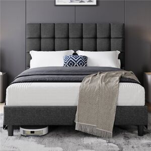 Yaheetech Size Modern Upholstered Bed Frame with Adjustable Square Tufted Headboard Dark Grey Kingsize (5') Yaheetech Size Modern Upholstered Bed Frame with Adjustable Square Tufted Headboard Dark Grey Kingsize (5')