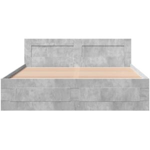 Latitude Run Bed Frame With Headboard Without Mattress Smoked Oak 140X200 Cm Concrete Grey Kingsize (5') Latitude Run Bed Frame With Headboard Without Mattress Smoked Oak 140X200 Cm Concrete Grey Kingsize (5')