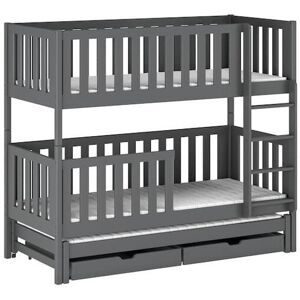 Harriet Bee Plimoth Kids Bunk Bed with Trundle with Drawers Graphite Harriet Bee Plimoth Kids Bunk Bed with Trundle with Drawers Graphite