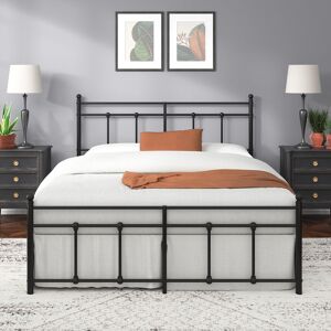 Marlow Home Co. Nancy Traditional Metal Bed Frame with Slatted Headboard Black Double (4'6) Marlow Home Co. Nancy Traditional Metal Bed Frame with Slatted Headboard Black Double (4'6)
