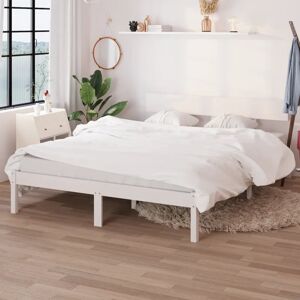 Ebern Designs Bed Frame Solid Wood white 160 x 200cm Ebern Designs Bed Frame Solid Wood white 160 x 200cm