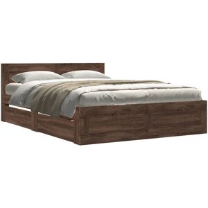 Latitude Run Bed Frame With Headboard Without Mattress Smoked Oak 140X200 Cm Brown Oak Small Double (4') Latitude Run Bed Frame With Headboard Without Mattress Smoked Oak 140X200 Cm Brown Oak Small Double (4')
