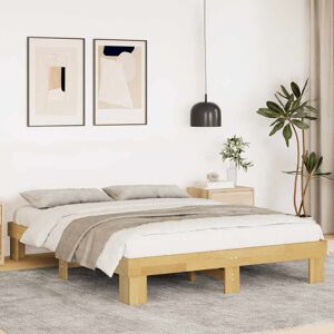 Union Rustic Bed Frame Without Mattress Solid Wood Oak Brown European King (160 x 200 cm) Union Rustic Bed Frame Without Mattress Solid Wood Oak Brown European King (160 x 200 cm)