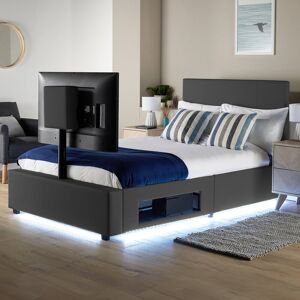 X Rocker XR Living Ava Upholstered TV Bed with LED Lighting Grey Small Double (4') X Rocker XR Living Ava Upholstered TV Bed with LED Lighting Grey Small Double (4')