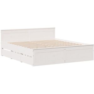 ClassicLiving Bed Frame Without Mattress With Headboard 200X200 Cm Solid Wood Pine White Super King (6') ClassicLiving Bed Frame Without Mattress With Headboard 200X200 Cm Solid Wood Pine White Super King (6')