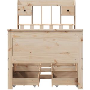 Union Rustic Bookcase Bed Without Mattress Wax Brown 150X200 Cm King Solid Wood Pine Natural 90 x 200 cm Union Rustic Bookcase Bed Without Mattress Wax Brown 150X200 Cm King Solid Wood Pine Natural 90 x 200 cm