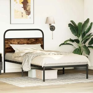 Borough Wharf Vidaxl Metal Bed without Mattress Smoked Oak 100 x 200cm Borough Wharf Vidaxl Metal Bed without Mattress Smoked Oak 100 x 200cm