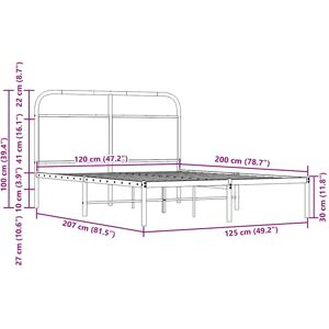 Borough Wharf Vidaxl Metal Bed without Mattress Sonoma Oak 120 x 200cm Borough Wharf Vidaxl Metal Bed without Mattress Sonoma Oak 120 x 200cm