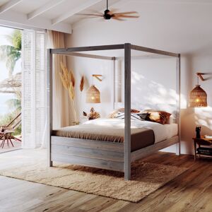 Rosalind Wheeler Desern Canopy Bed Grey Wood European Single (90 x 200 cm) Rosalind Wheeler Desern Canopy Bed Grey Wood European Single (90 x 200 cm)