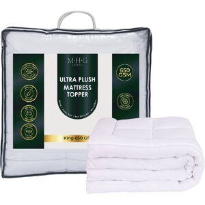 MHG Living Cool Touch Mattress Topper – King 150X200cm, 5Cm Thick Quilted Foam, Hypoallergenic & Breathable With Corner Straps – Soft Bed Topper For K White Kingsize (5') MHG Living Cool Touch Mattress Topper – King 150X200cm, 5Cm Thick Quilted Foam, Hypoallergenic & Breathable With Corner Straps – Soft Bed Topper For K White Kingsize (5')