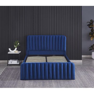 Fairmont Park Ottoman Storage Bed velvet gas lift up and 1 Mattress Blue Small Double (4') Fairmont Park Ottoman Storage Bed velvet gas lift up and 1 Mattress Blue Small Double (4')