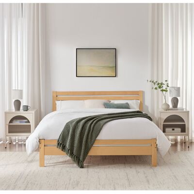 ClassicLiving Aichele Classic Solid Wood Bed Frame - Simple Scandi Design, Modern Home Natural Oak Kingsize (5') ClassicLiving Aichele Classic Solid Wood Bed Frame - Simple Scandi Design, Modern Home Natural Oak Kingsize (5')