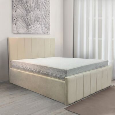 Canora Grey Upholstered Ottoman Storage Bed with Lift-Up Design Beige Double (4'6) Canora Grey Upholstered Ottoman Storage Bed with Lift-Up Design Beige Double (4'6)