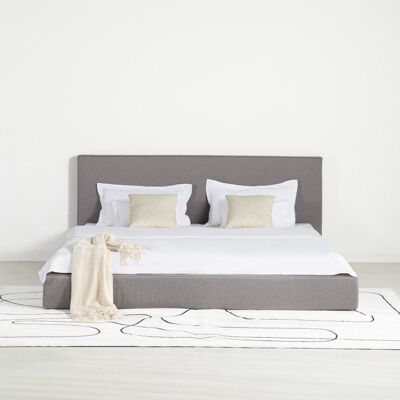 Latitude Run Double Linen Bed Frame With Headboard Grey Kingsize (5') Latitude Run Double Linen Bed Frame With Headboard Grey Kingsize (5')