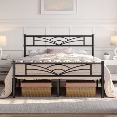Yaheetech 88.5cm Height Metal Bed Frame with Cloud-inspired Design Headboard Black Double (4'6) Yaheetech 88.5cm Height Metal Bed Frame with Cloud-inspired Design Headboard Black Double (4'6)