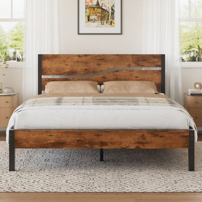Rio Bed Frame Single Double Size, Metal Platform Bed Frame with Wood Headboard and Footboard, Strong Steel Slats Support, No Box Spring Needed, Easy Assem Retro Brown European Double (140 x 200 cm) Rio Bed Frame Single Double Size, Metal Platform Bed Frame with Wood Headboard and Footboard, Strong Steel Slats Support, No Box Spring Needed, Easy Assem Retro Brown European Double (140 x 200 cm)