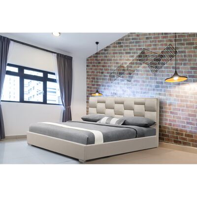Latitude Run Greco Upholstered Bed Frame Cream Double (4'6) Latitude Run Greco Upholstered Bed Frame Cream Double (4'6)