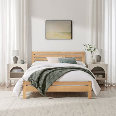 ClassicLiving Aichele Classic Solid Wood Bed Frame - Simple Scandi Design, Modern Home Natural Oak Double (4'6) ClassicLiving Aichele Classic Solid Wood Bed Frame - Simple Scandi Design, Modern Home Natural Oak Double (4'6)