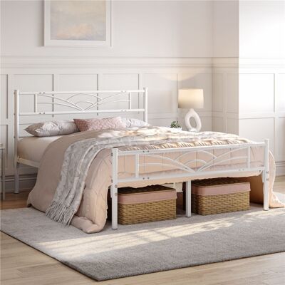 Yaheetech 88.5cm Height Metal Bed Frame with Cloud-inspired Design Headboard White Double (4'6) Yaheetech 88.5cm Height Metal Bed Frame with Cloud-inspired Design Headboard White Double (4'6)