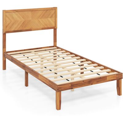 George Oliver Single Size Bed Frame Acacia Wood Platform Bed w/Headboard-Caramel Yellow 105cm H X 98cm W X 196cm L George Oliver Single Size Bed Frame Acacia Wood Platform Bed w/Headboard-Caramel Yellow 105cm H X 98cm W X 196cm L