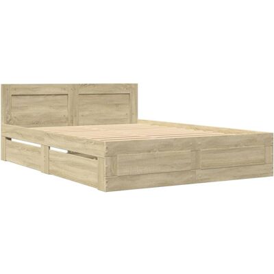 Latitude Run Bed Frame With Headboard Without Mattress Smoked Oak 140X200 Cm Sonoma Oak Small Double (4') Latitude Run Bed Frame With Headboard Without Mattress Smoked Oak 140X200 Cm Sonoma Oak Small Double (4')