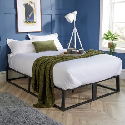 White Noise Lassen Black Metal Industrial Platform Bed Frame Black Small Double (4') White Noise Lassen Black Metal Industrial Platform Bed Frame Black Small Double (4')