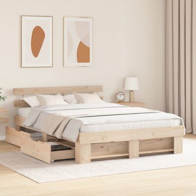 Gracie Oaks Bed Frame with Headboard Solid Pine Wood Brown European Kingsize (160 x 200 cm) Gracie Oaks Bed Frame with Headboard Solid Pine Wood Brown European Kingsize (160 x 200 cm)