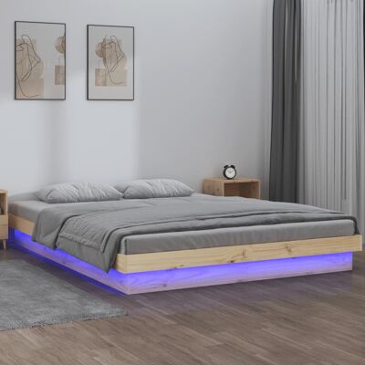 Metro LED Bed Frame Solid Wood Brown 120 x 200cm Metro LED Bed Frame Solid Wood Brown 120 x 200cm