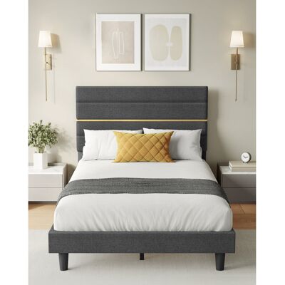 17 Stories Upholstered Platform Small Double Bed Frame, Adjustable Headboard, Solid Wood Slats, Metal Frame, For Bedroom, Dark Grey Grey 116.5cm H X 120cm W X 192cm L 17 Stories Upholstered Platform Small Double Bed Frame, Adjustable Headboard, Solid Wood Slats, Metal Frame, For Bedroom, Dark Grey Grey 116.5cm H X 120cm W X 192cm L